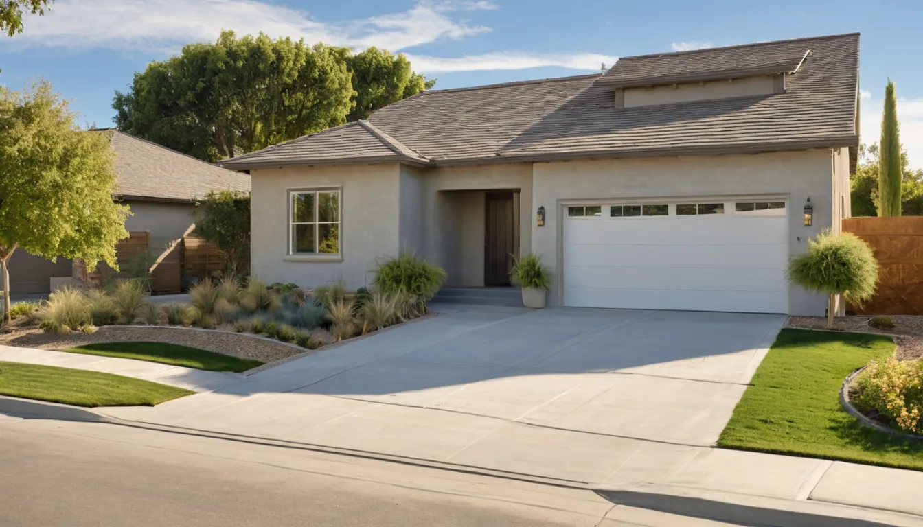 A freshly poured concrete driveway leading to a stucco ranch home in Antioch